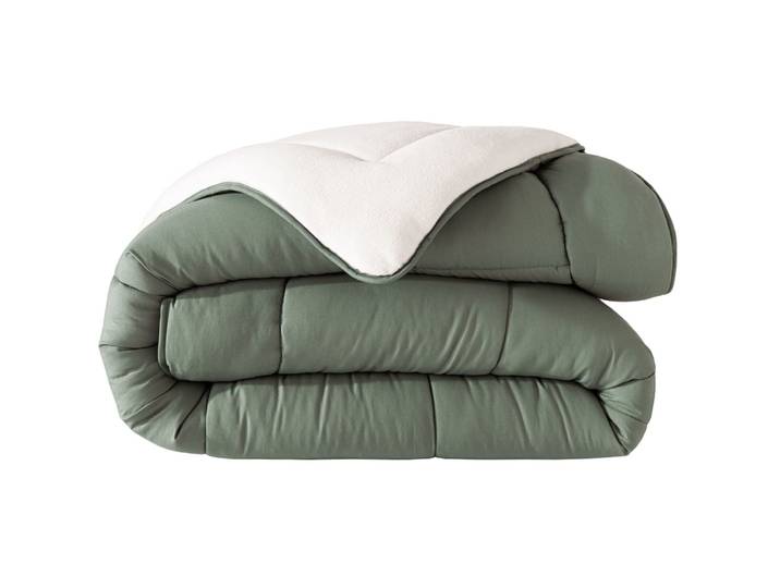 Couette tempérée en polyester vert kaki 240x220cm