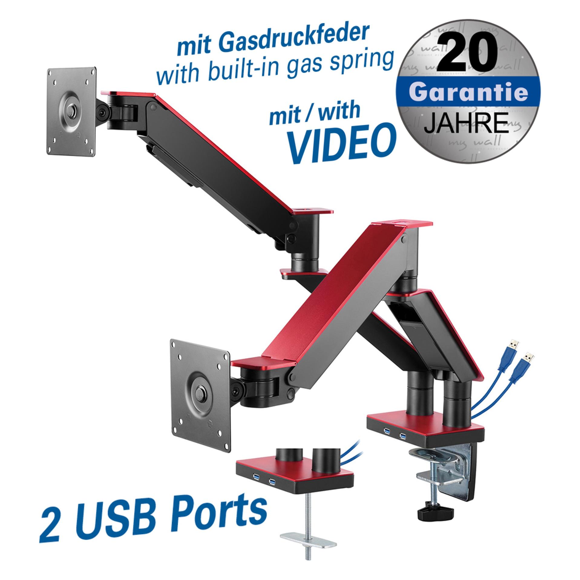 myWall HL 25-2 Vollbeweglicher Tischhalter für Flachbildschirme 43 cm (17"") - 89 cm (35"") mit Gasd (Tisch, 35", 11 kg) (HL 25-2)