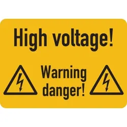 Warnschild, High voltage!, Folie - ISO 7010 - 105x74 mm Folie selbstklebend