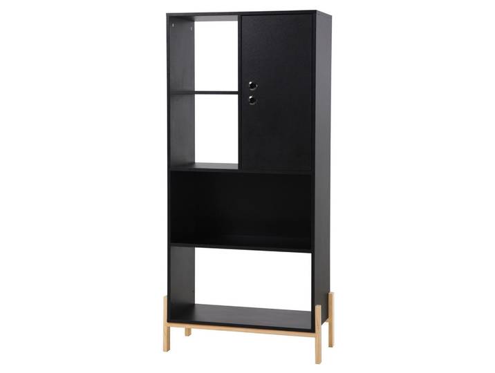 Livetastic Regal, Schwarz, Holz, Pinie, massiv, 72.5x154x35.5 cm, Wohnzimmer, Regale, Bücherregale