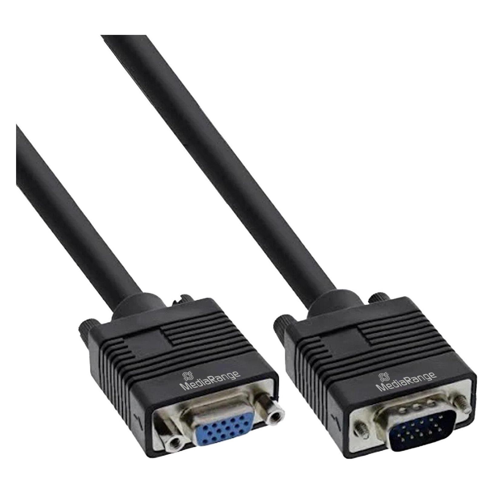 MediaRange VGA Verlängerungskabel, VGA (HD15) Stecker auf Buchse, 2m Kabellänge, Schwarz (2 m) (MRCS249)