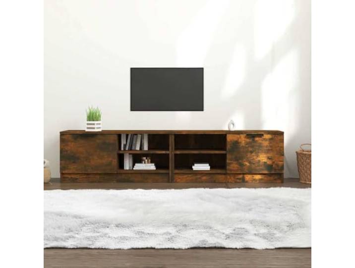 HEFZGDB TV-Schrank 2 Stück Räuchereiche 80x35x36,5 cm Holzwerkstoff mit Stauraum und Schublade, funktionaler TV-Ständer für modernes Interieur, robuster Medienregal und Stabiler