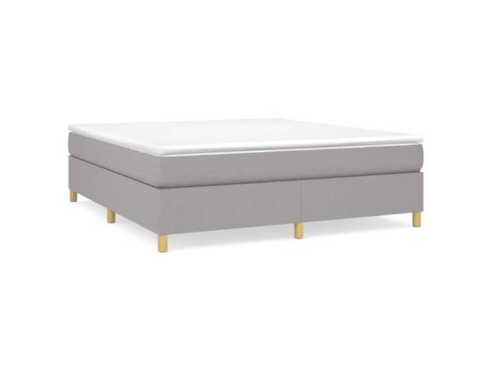 PUGYNBK Boxspringbett mit Matratze aus hellgrauem Stoff, 160 x 200 cm Gefederte Federn, mittlere Festigkeit, Holzlatten, weicher Schutz, atmungsaktiv
