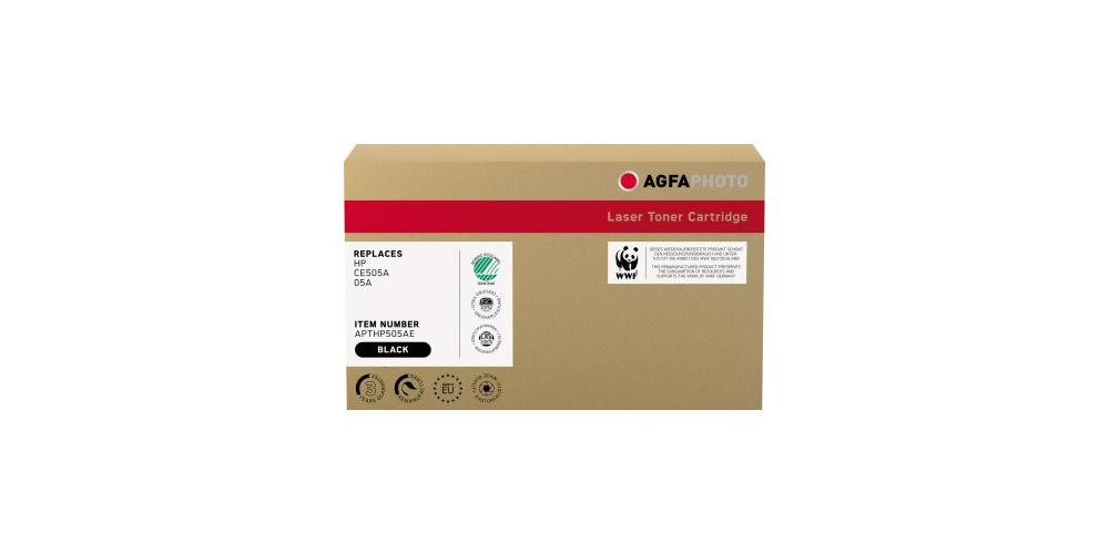 AgfaPhoto tonercartridge APTHP505AE, compatibel met HP CE505A 05A, zwart