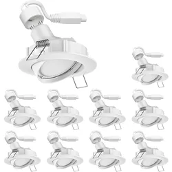 ledscom.de LED Decken-Einbaustrahler DEX schwenkbar GU49,14W je 450lm warm-weiß rund 84mm Ø Lochkreis ca. 72-80mm Ø 10er Set