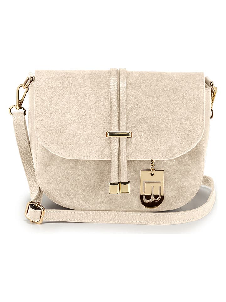 Lucca Baldi Leder-Umhängetasche "Varallo" in Beige - (B)21 x (H)18 x (T)8 cm - onesize