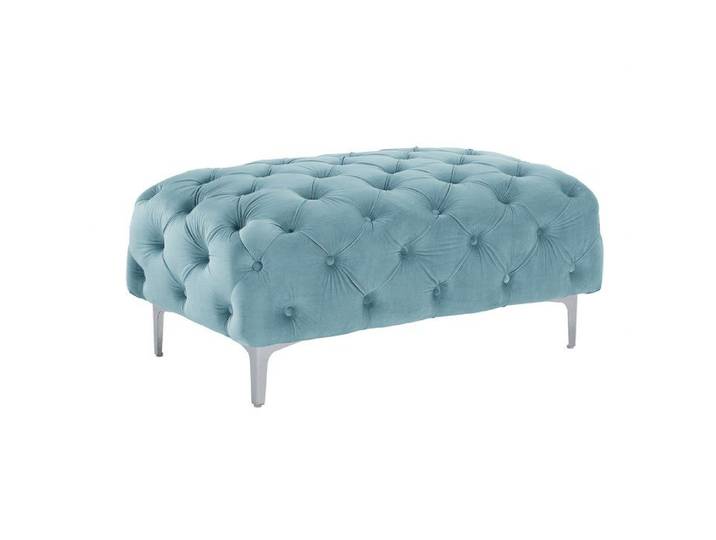 Pouf chesterfield en velours bleu pastel EDWINA