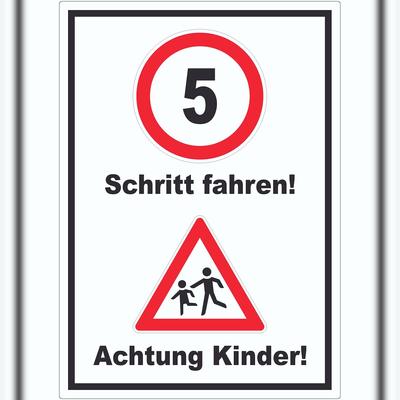 HB-Druck Schritt fahren Achtung Kinder Aufkleber A1 (594x841mm)