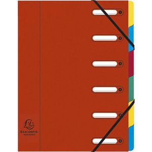 Exacompta Ordnungsmappe 55065E Harmonika, A4, aus Karton, rot, dehnbarer Rücken, 6 Fächer