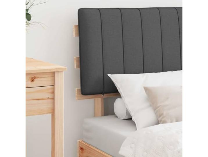 KTHLBRH Bett mit Kopfteil, dunkelgrau, 80 x 200 cm Massives Kiefernholz, Lattenrost, gepolstertes Kopfteil, leicht zu reinigen