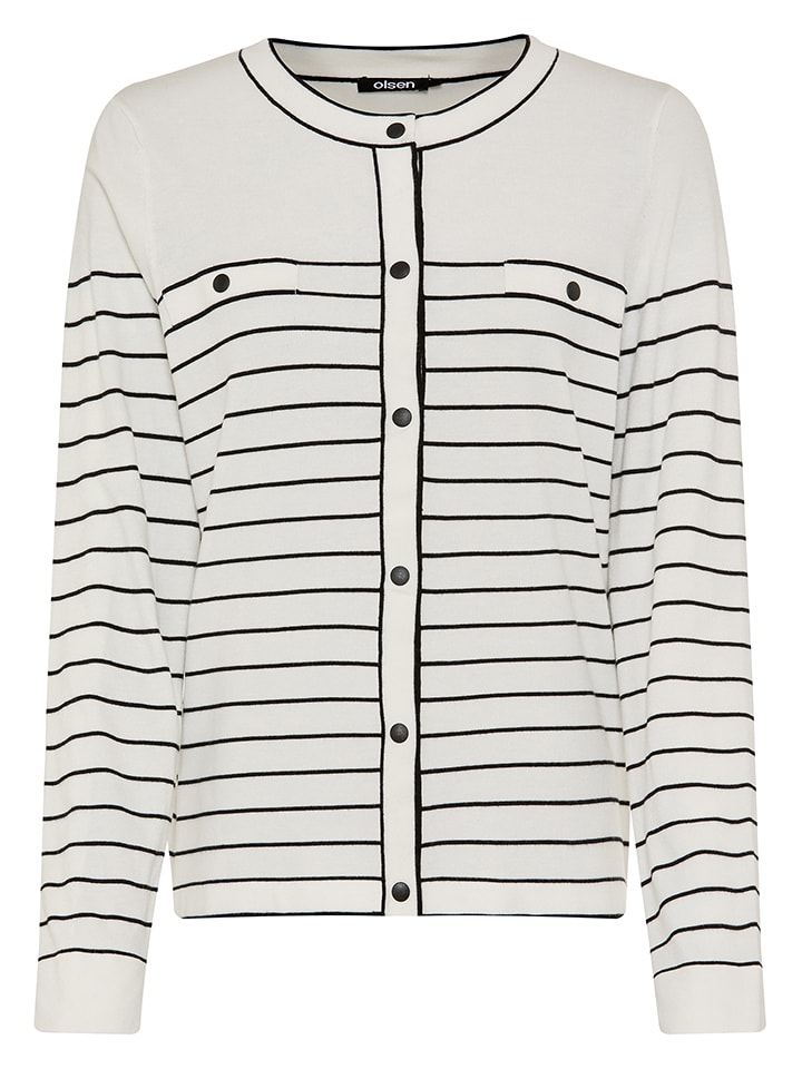 Olsen Cardigan in Weiß/ Schwarz - 42