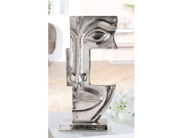 Fantasy-Figur CASABLANCA BY GILDE Skulptur Gesicht Big Lips , silber (silberfarben), B:21cm H:40cm T:9cm, Aluminium, Dekofiguren, Fantasy-Figur