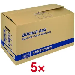 tidyPac 5er-Pack Umzugskartons »Bücher-Box« braun