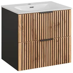 WASCHTISCH 60.2cm Gaia Holz in Eichenoptik und Schwarz