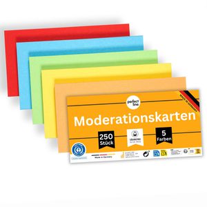 perfect-line Moderationskarten Intensiv, 250 Stück, rechteckig, farbig sortiert, 10,5 x 20cm