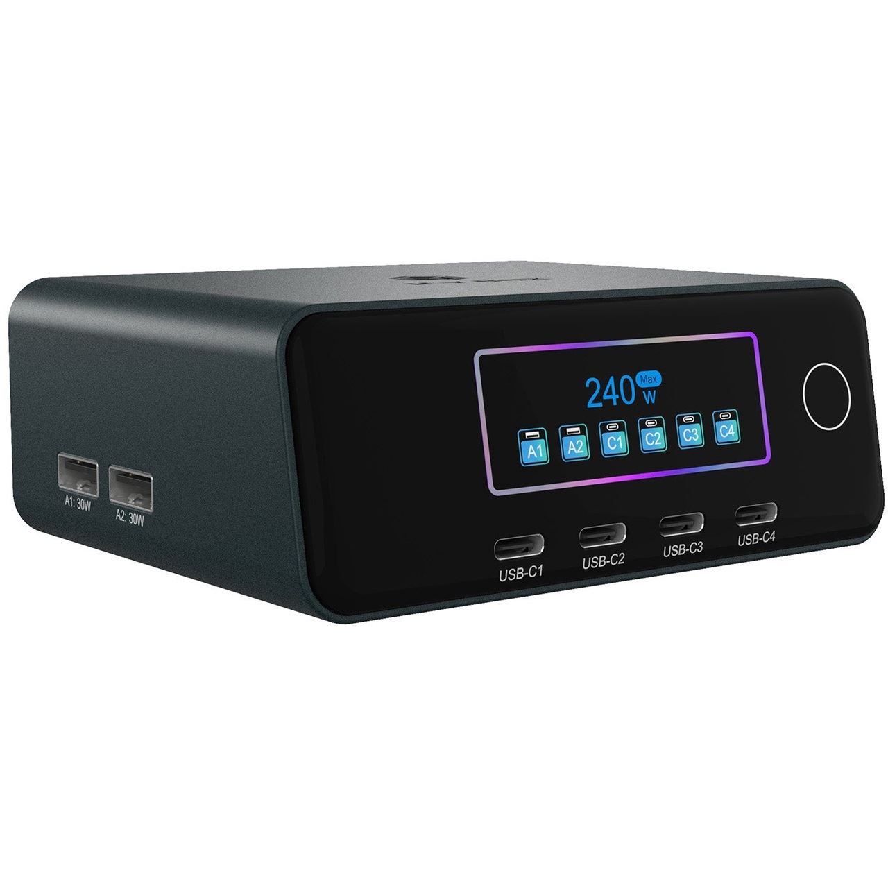 Icy Box GaN-Ladegerät mit LCD-TFT Display bis zu 240W