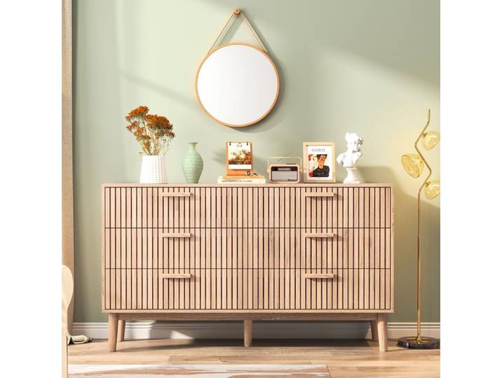 Buffet - Bahut 6 Tiroirs - Bois - Style Moderne - Rangement Pratique
