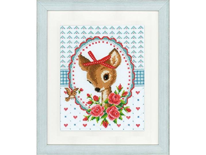 Vervaco tellpatroon Bambi met rozen tellpatroon verpakking borduurverpakking in getelde kruissteek, katoen, meerkleurig 19 x 24 x 0,3 cm