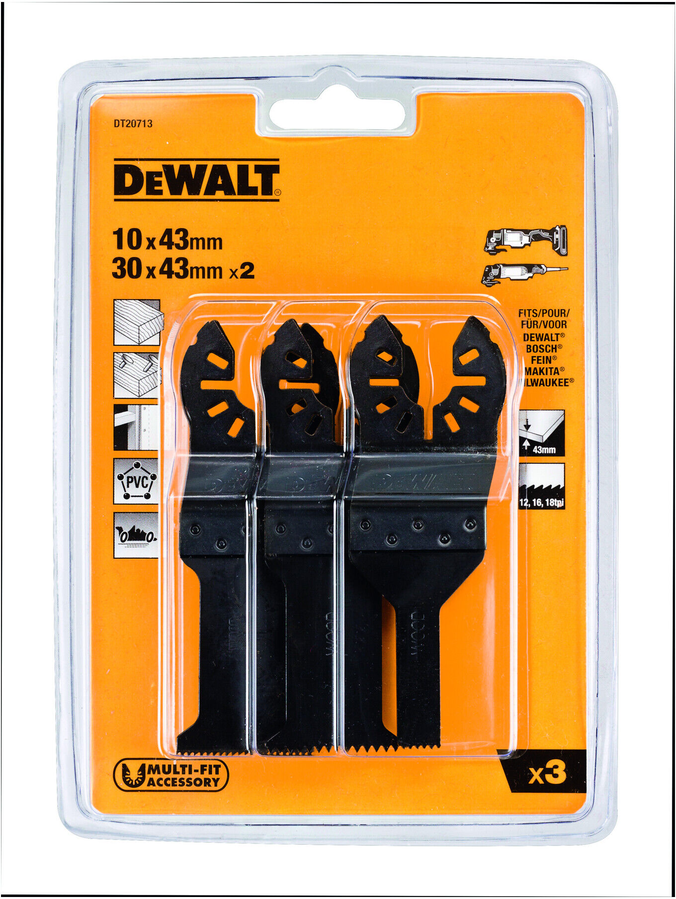 DEWALT Multi Tool Zubehör Kit 3PC Set DT20713-QZ)