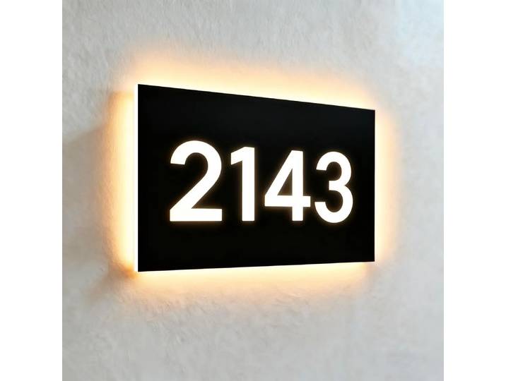 Plaque d'adresse lumineuse personnalisée pour l'extérieur, plaque d'adresse moderne éclairée par LED, plaque d'adresse en métal pour l'extérieur