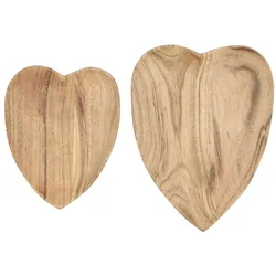 IB Laursen Herzförmiger Schalensatz 2er Set Akazienholz, 15 - 20 cm