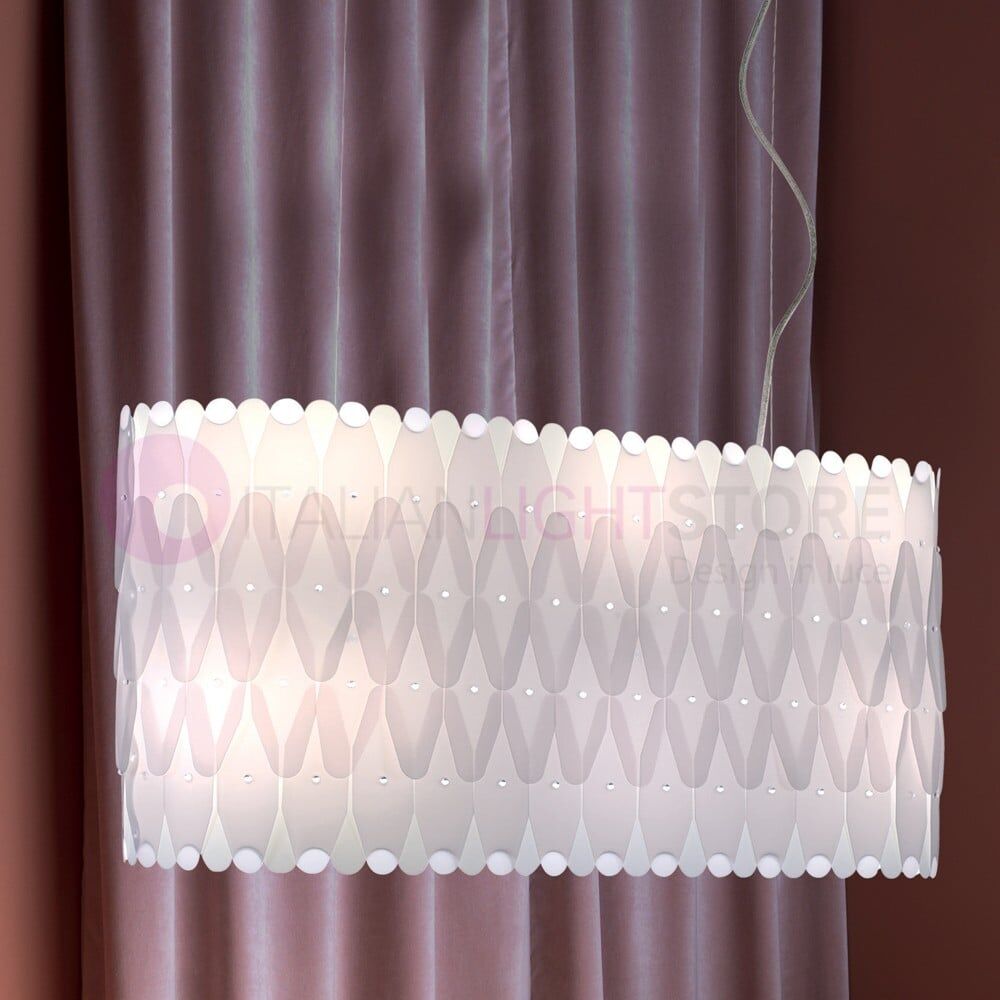 Amanda Sospensione Design Moderno Paralume Ovale L.60 Cm - Bianco