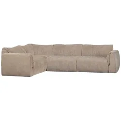 Ecksofa Baggy aus 3D-Chenille-Stoff, modernes Design, links, Sand – vielseitig erweiterbar