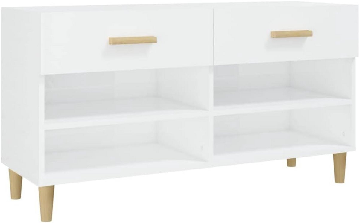Wandmontage Schoenenkast met deuren en open vakken, Wit