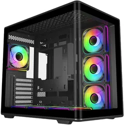 Cooler Master CoolerMaster Geh Elite 600 7fans Black (ATX, mATX, Mini-DTX, Mini-ITX), PC Gehäuse, Schwarz, Transparent