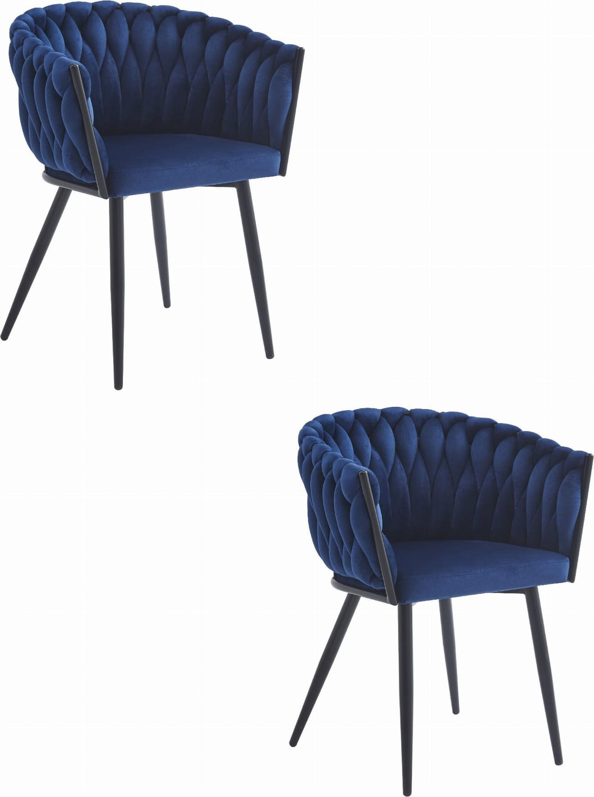 Leobert Orion fauteuil, fluweel, donkerblauw (set van 2)