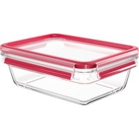 CLIP & CLOSE Glas-Frischhaltedose 1,3 Liter transparent/rot, rechteckig
