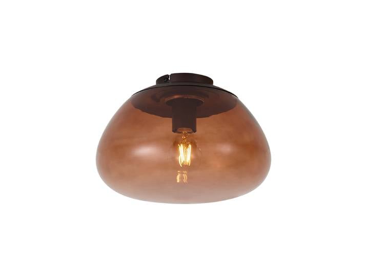 Qazqa Plafonnier Design Marron Avec Verre Brun - Giselle