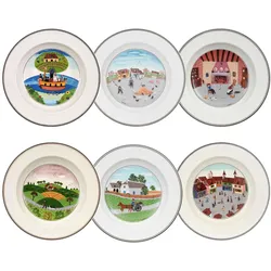 SUPPENTELLER KOLLEKTION Design Naif bunt ø 21 cm 6er Set