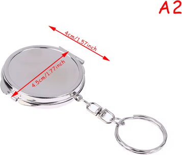 Inspire Curations Double Sided Metal Folding Keychain Makeup Mirror a2