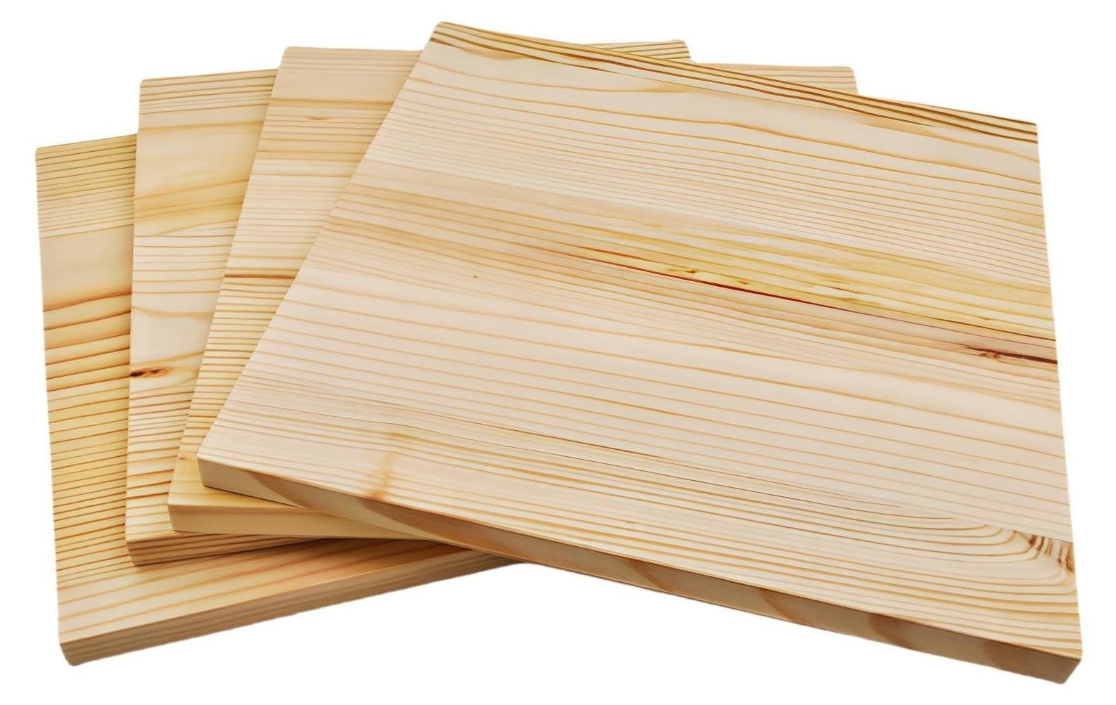 Set van 4 onbewerkte houten blokken voor knutselen en DIY, 18 x 18 x 1 cm