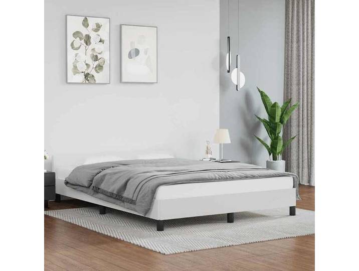 Cadre blanc 140x200 cm avec tête lit sans matelas cadre double clair épuré offrant un confort optimal au quotidien