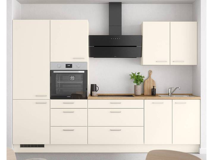 Küchenzeile High-Line Touch Variante D 300cm Ausrichtung links Beige/Magnolia/Eiche Sierra Dekor AEG