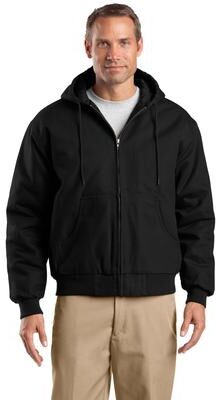 CornerStone TLJ763H Tall Duck Cloth Hooded Work Jacket in Black size Large/Tall   Cotton