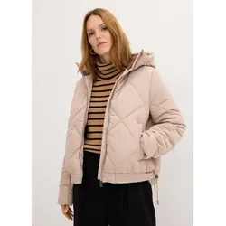 bonprix Kurze Steppjacke mit Futter in Kontrastfarbe, beige, Gr.40, Warme Steppjacke mit Futter in Kontrastfarbe