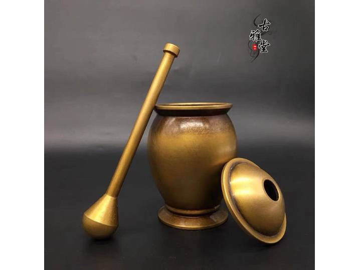 Pilon à mortier en laiton, broyeur de médicaments chinois, outil d'herbes à collectionner