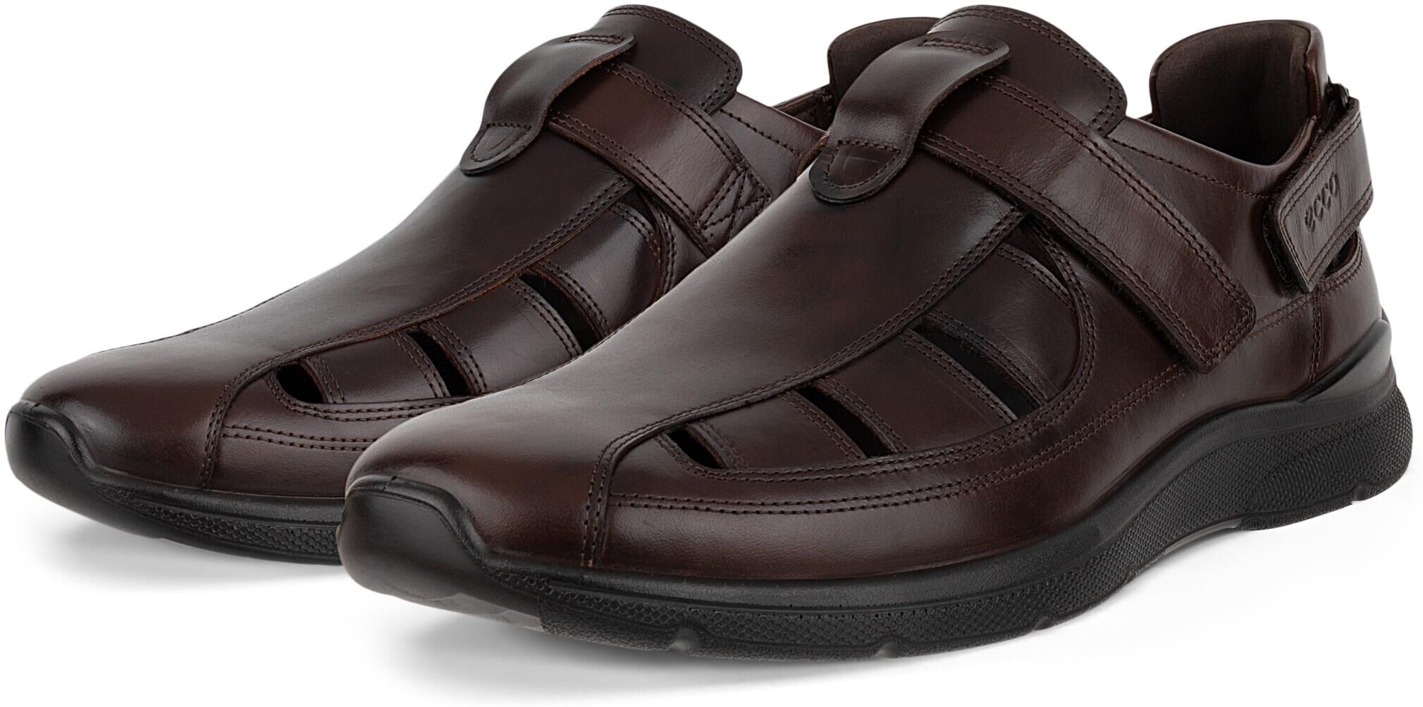 Klettschuh ECCO "Irving Fisherman Sandale", Herren, Gr. 41, braun (dunkelbraun), Leder, unifarben, Basic, Schuhe Klettschuh, Sneaker mit seitlichen Öffnungen für optimale Luftzirkulation
