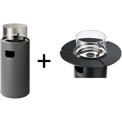 Enders  Feuerstelle  Heizpilz  Nova  LED  M  Grey  Gas  Terrassen  Heizstrahler  +  3-er  Set  Tischablage