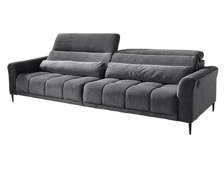 Big Sofa Cord grau elektrisch ausfahrbar 280 cm - LOGAN