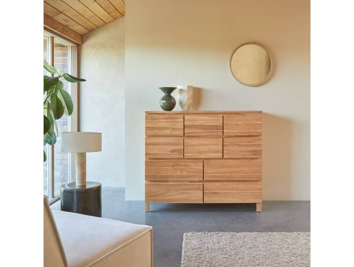 Kommode aus massivem Teakholz - Natur - Teak
