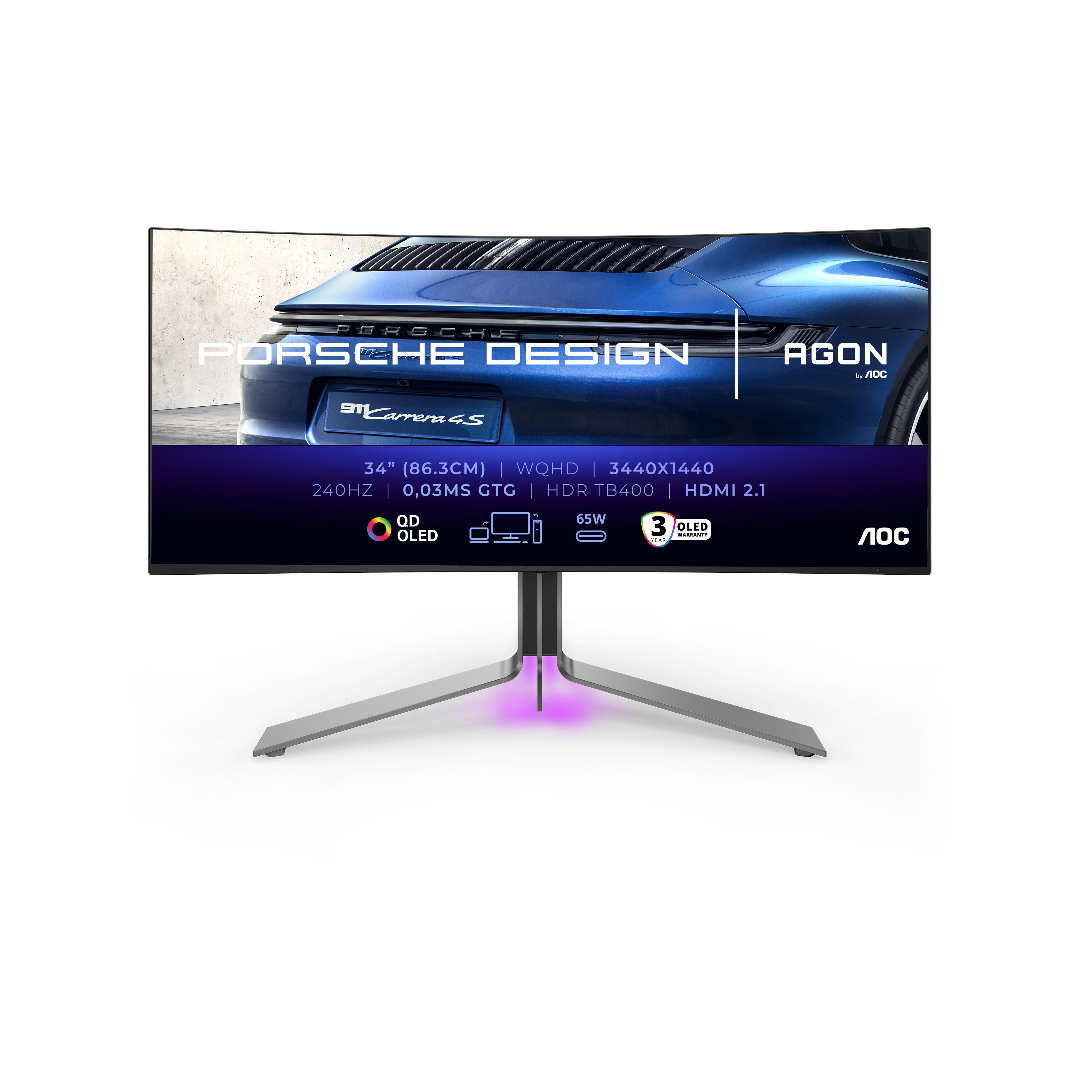 AOC AGON Pro PD34 34 Zoll UWQHD QD-OLED Panel 21:9 240 Hz Curved Gaming Monitor