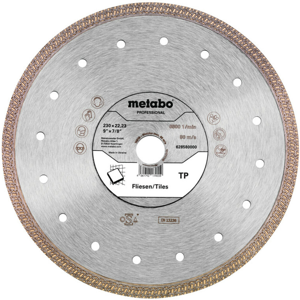 Metabo Diamanttrennscheibe 230x22,23mm, "TP", Fliesen "professional" (628580000)