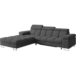 ECKSOFA mit Schlaffunktion Ottomane Links COMA L 271x203x79 Dunkelgrau Velours
