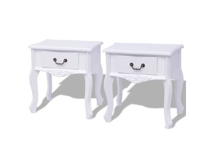 Table de Canapé Magnifique - Blanc Table de chevet 2 pcs MDF Blanc CL2574951