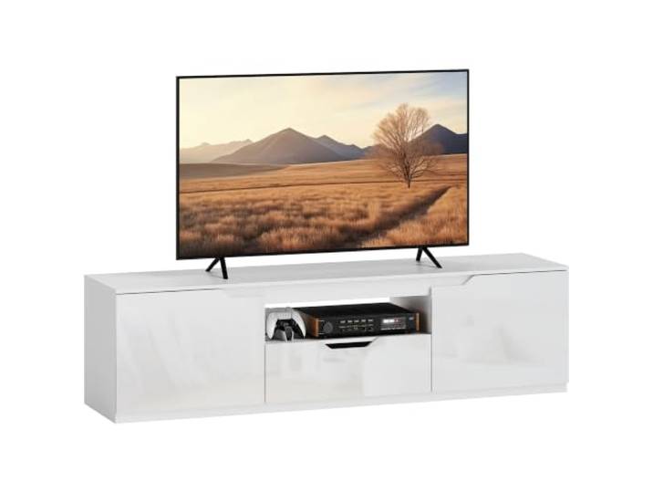 HOMCOM TV Schrank Lowboard, 160 cm, Weiß für Fernseher bis zu 65 Zoll