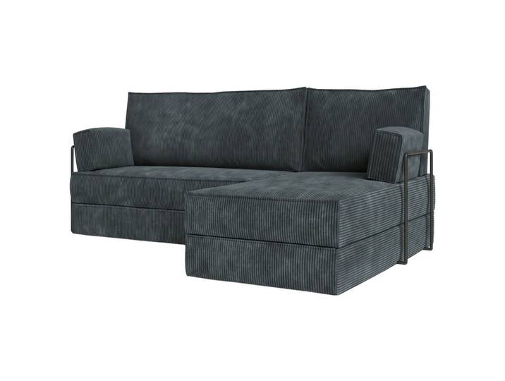 ECKSOFA NOTIA modulares Boneless Sofa mit Schlaffunktion Grau Kordstoff